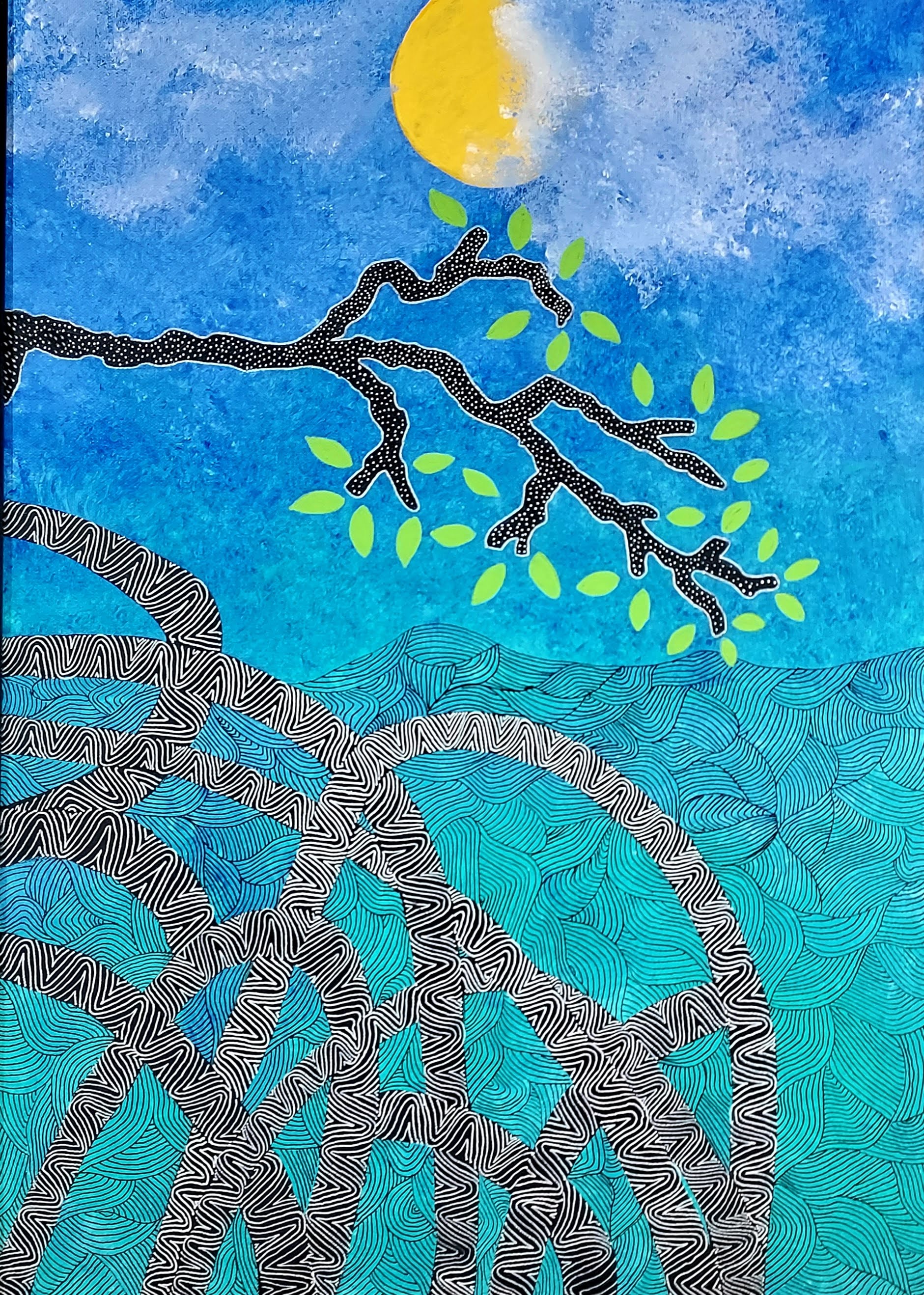 Acryliques et feutres 50 x 70 cm